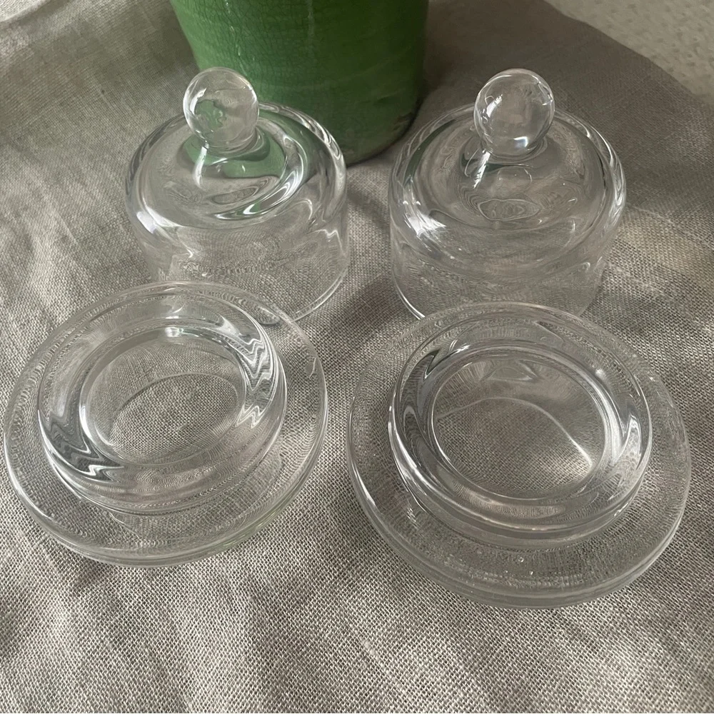 Individual Glass Butter Pat Covered Dish Cloche Single Serve Set of 2 - Picture 4 of 4